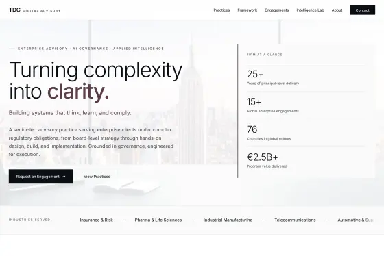 The TDC Digital Advisory home page